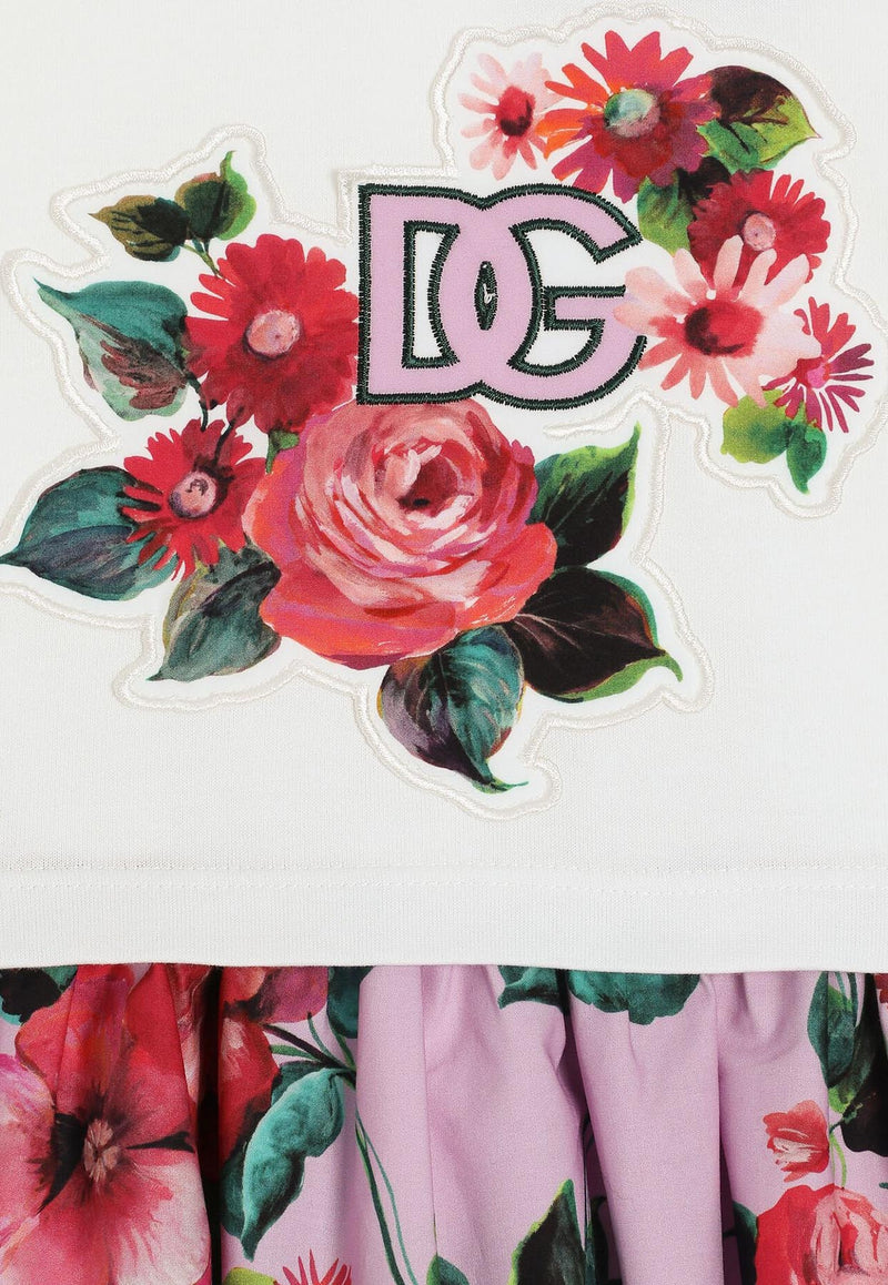 Dolce & Gabbana Kids Girls DG Logo Floral Dress Multicolor L5JD9R G7O9M S9000