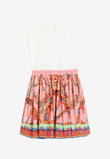 Dolce & Gabbana Kids Girls Carretto Print DG Logo Dress Multicolor L5JDAU G7P5S S9000