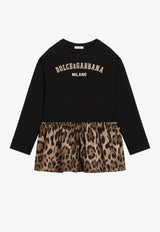 Dolce & Gabbana Kids Girls Leopard Print Mini Dress Black L5JDAW G7PRY S9000