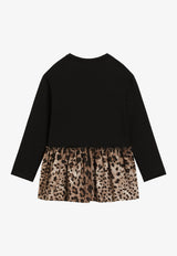 Dolce & Gabbana Kids Girls Leopard Print Mini Dress Black L5JDAW G7PRY S9000