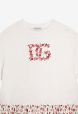 Dolce & Gabbana Kids Girls DG Logo Rose Print Dress White L5JDB8 G7PVM S9000