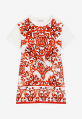 Dolce & Gabbana Kids Girls Majolica Print T-shirt Dress Multicolor L5JDBG G7P5T S9000