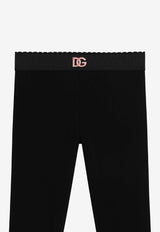Dolce & Gabbana Kids Girls DG Logo Embroidered Leggings Black L5JPB8 G7N9L N0000
