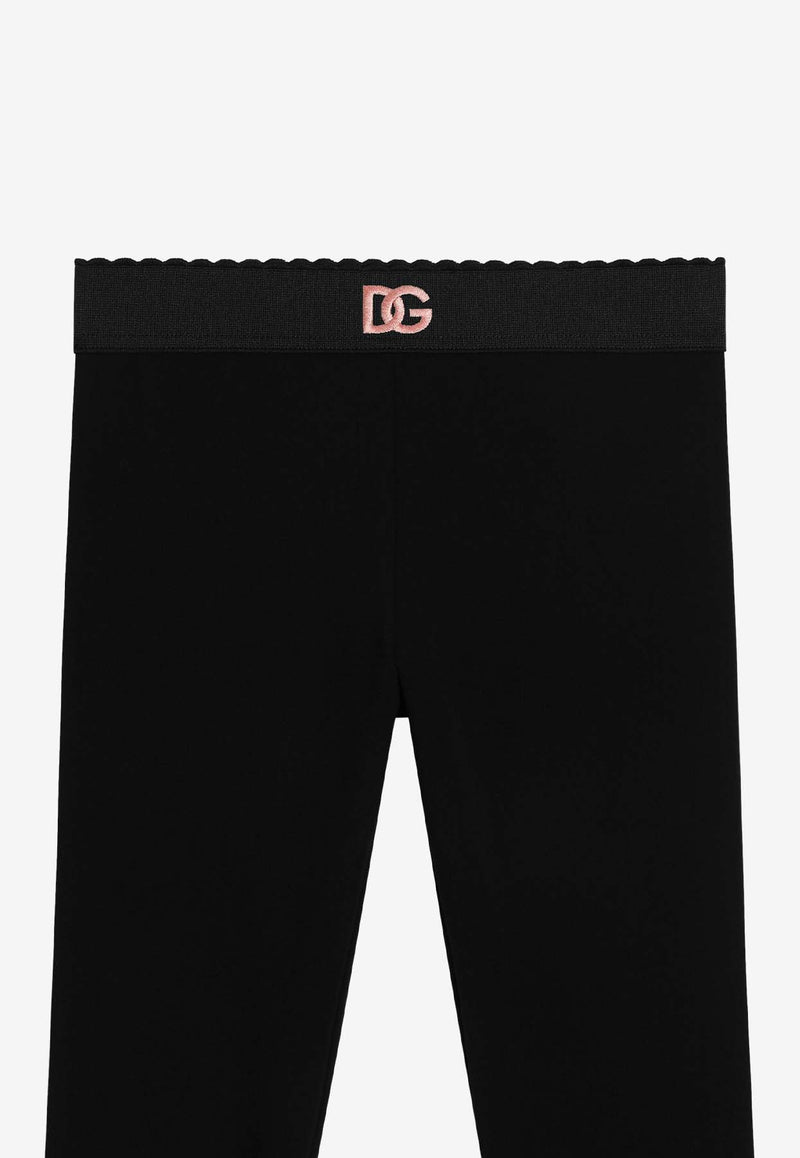 Dolce & Gabbana Kids Girls DG Logo Embroidered Leggings Black L5JPB8 G7N9L N0000
