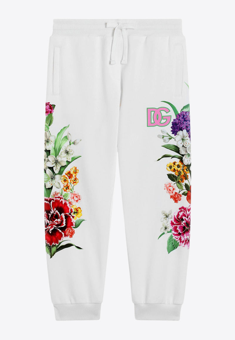 Dolce & Gabbana Kids Girls Floral Print Track Pants White L5JPD7 II7GX HA5KU