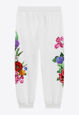 Dolce & Gabbana Kids Girls Floral Print Track Pants White L5JPD7 II7GX HA5KU