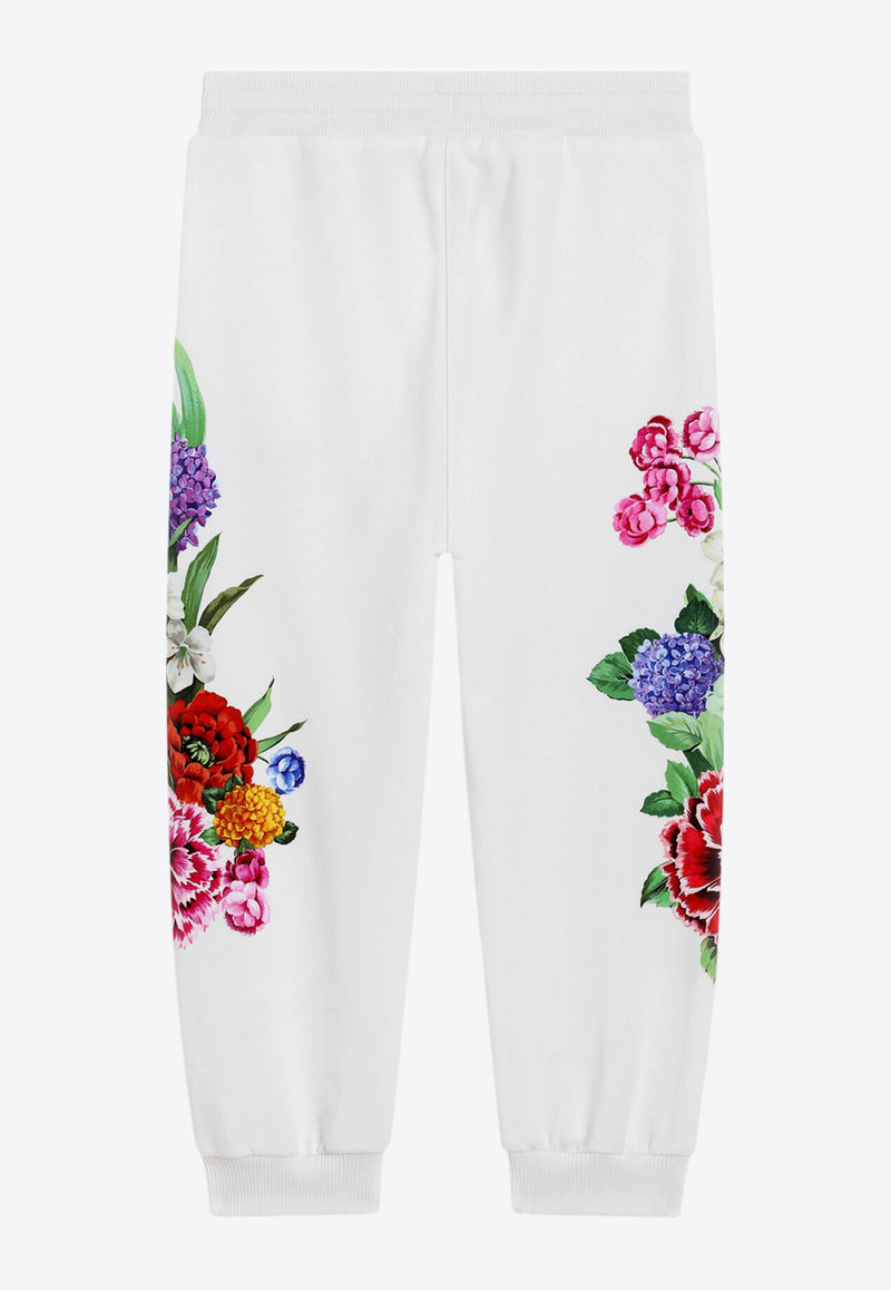 Dolce & Gabbana Kids Girls Floral Print Track Pants White L5JPD7 II7GX HA5KU