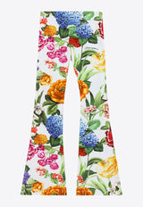 Dolce & Gabbana Kids Girls Floral Print Flared Pants Multicolor L5JPD8 FSG9W HA5KU