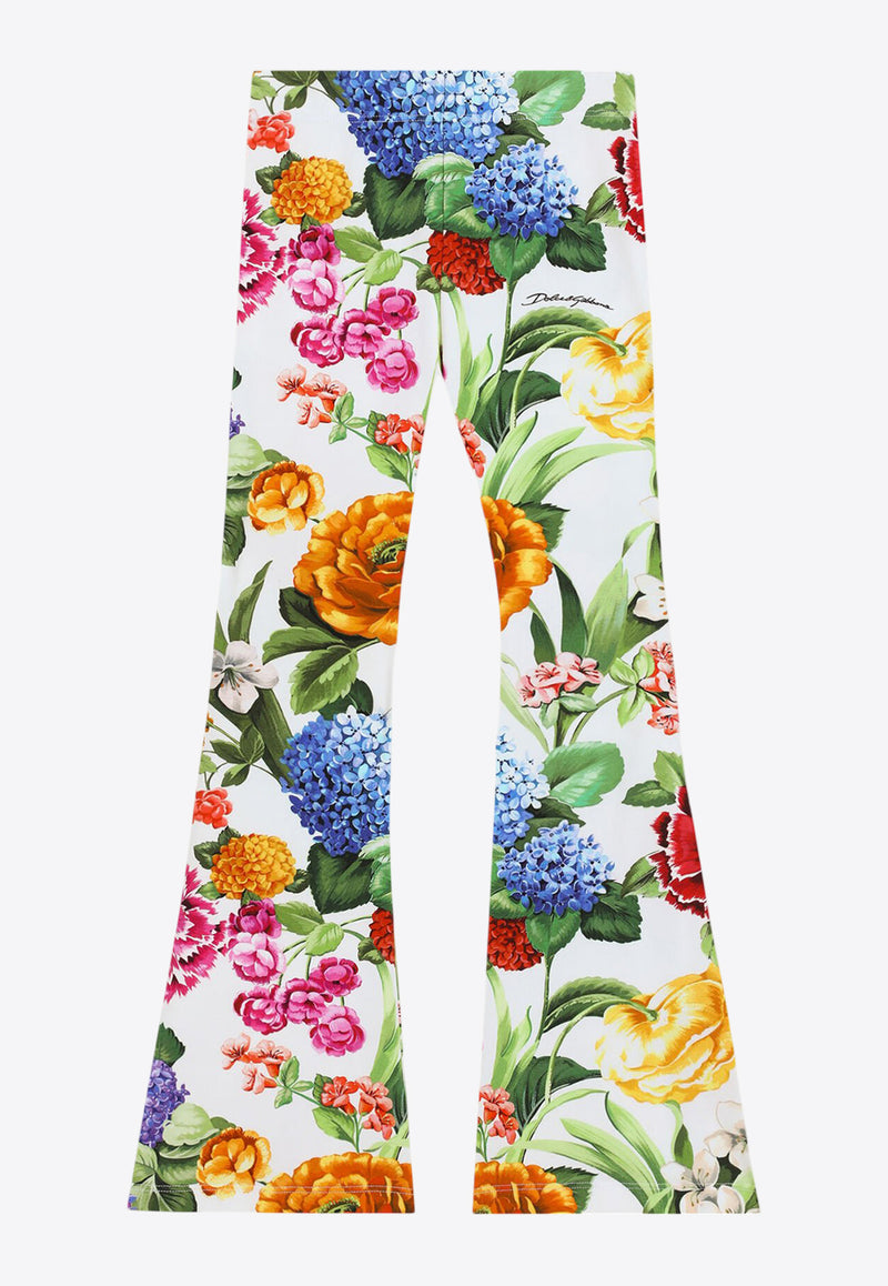 Dolce & Gabbana Kids Girls Floral Print Flared Pants Multicolor L5JPD8 FSG9W HA5KU