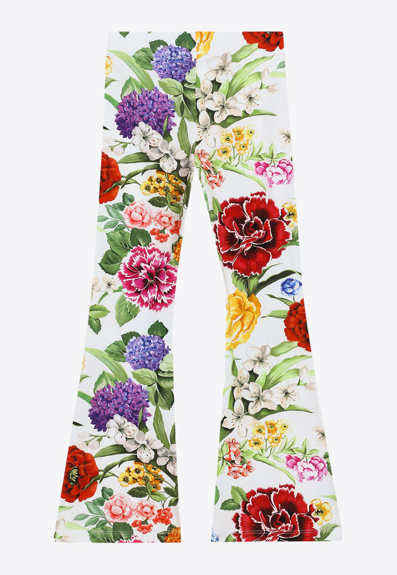 Dolce & Gabbana Kids Girls Floral Print Flared Pants Multicolor L5JPD8 FSG9W HA5KU