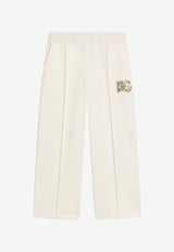 Dolce & Gabbana Kids Girls Embroidered DG Logo Track Pants White L5JPE3 G7PVI W0001