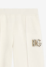 Dolce & Gabbana Kids Girls Embroidered DG Logo Track Pants White L5JPE3 G7PVI W0001