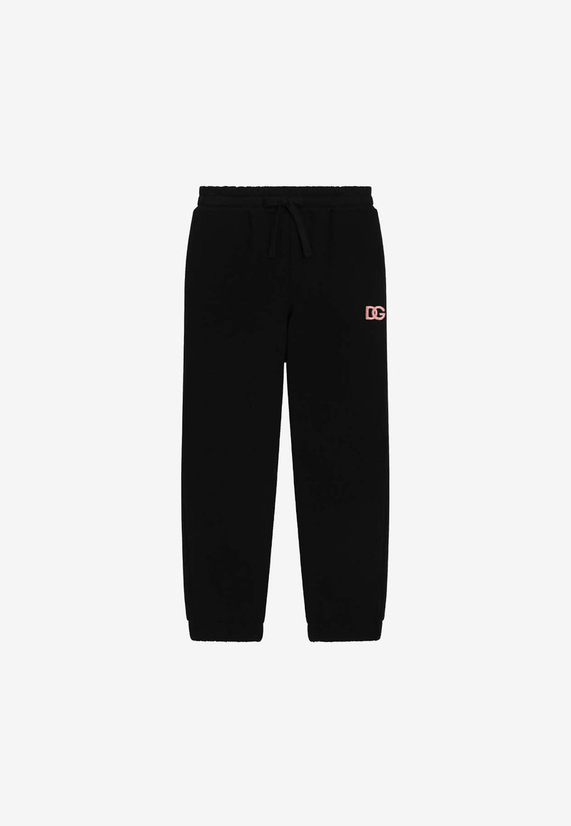Dolce & Gabbana Kids Girls DG Logo Embroidered Track Pants Black L5JPF5 G7N9O N0000