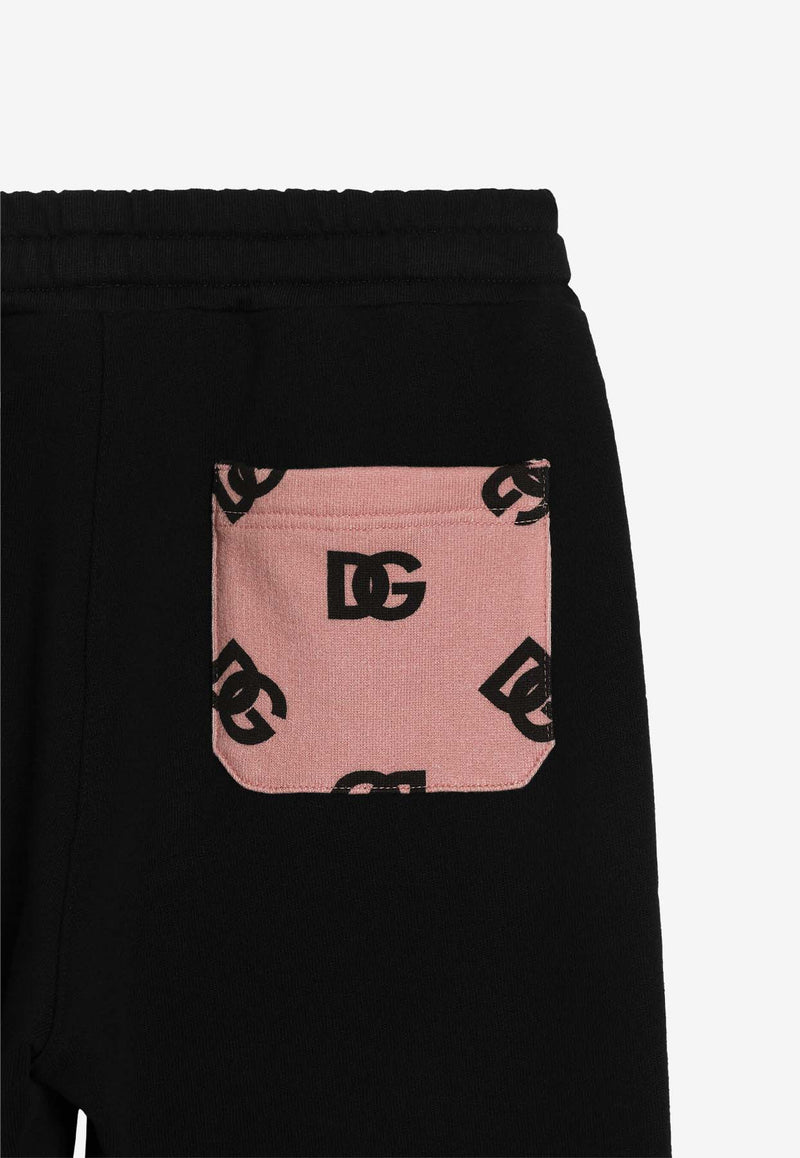 Dolce & Gabbana Kids Girls DG Logo Embroidered Track Pants Black L5JPF5 G7N9O N0000