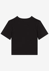 Dolce & Gabbana Kids Girls Logo Embroidered T-shirt L5JTKT G7L1K N0000 Black