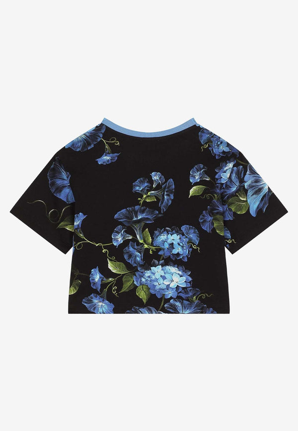Dolce & Gabbana Kids Girls Bluebell Print Crewneck T-shirt L5JTLM G7M1M HN4YH