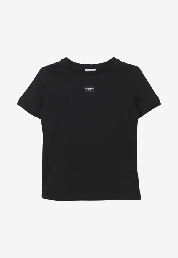 Dolce & Gabbana Kids Girls Logo Label T-shirt L5JTMO G7M4W N0000 Black