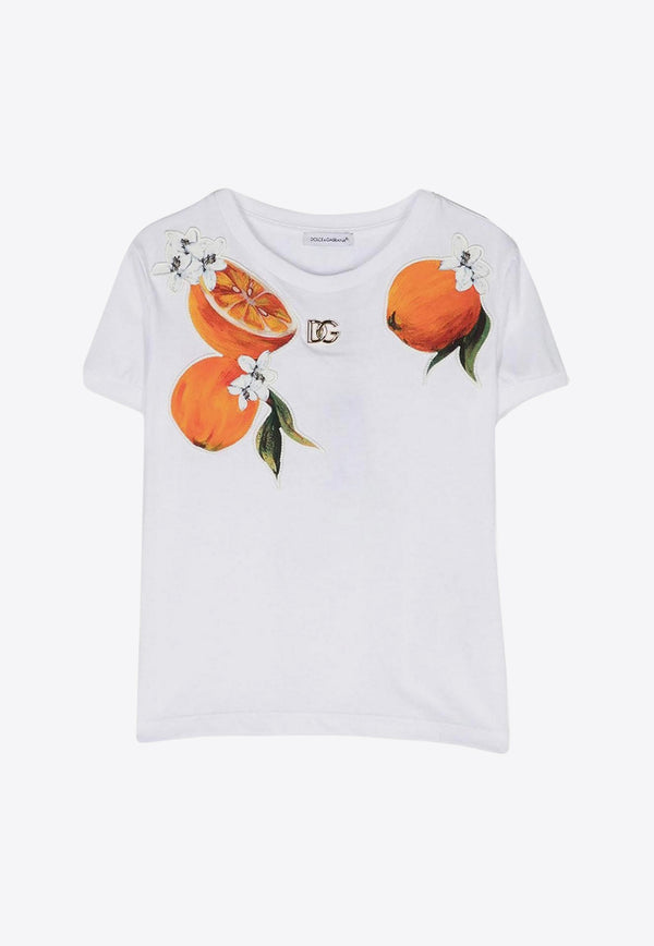Dolce & Gabbana Kids Girls Lemon Print T-shirt L5JTMO G7M7F W0800 White