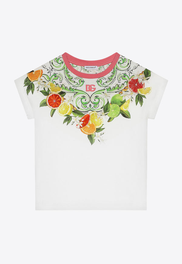 Dolce & Gabbana Kids Girls Lemon and Orange Print T-shirt L5JTMW G7M6D HV5AN Multicolor