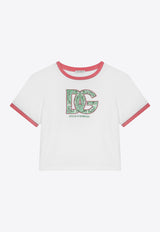 Dolce & Gabbana Kids Girls Logo Patch T-shirt L5JTNE G7M6E W0800 White