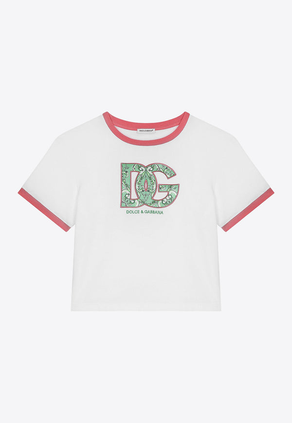 Dolce & Gabbana Kids Girls Logo Patch T-shirt L5JTNE G7M6E W0800 White