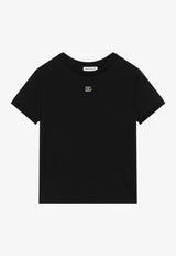 Dolce & Gabbana Kids Girls DG Rhinestones T-shirt Black L5JTNJ G7P2C N0000
