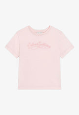 Dolce & Gabbana Kids Girls Embroidered Crewneck T-shirt Pink L5JTNK G7PYF F0372