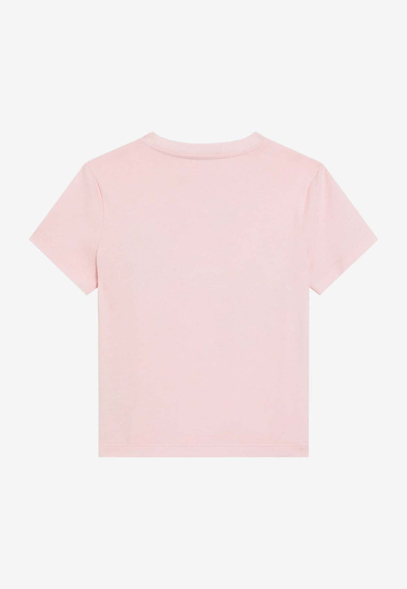 Dolce & Gabbana Kids Girls Rhinestone DG Logo T-shirt Pink L5JTNK G7N6B F0662