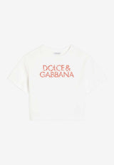 Dolce & Gabbana Kids Girls Majolica Print Logo T-shirt White L5JTNL G7P4H W0111