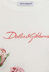Dolce & Gabbana Kids Girls Rose Print Crewneck T-shirt White L5JTNL II7GI HA5IZ