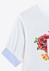 Dolce & Gabbana Kids Girls Floral DG Logo Patch T-shirt Multicolor L5JTPC G7O3X S9000