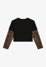 Dolce & Gabbana Kids Girls Leopard Print Long-Sleeved T-shirt Black L5JTPZ G7PRX S9000