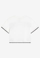 Dolce & Gabbana Kids Girls Lace-Trimmed DG Logo T-shirt White L5JTQT G7PTX W0111