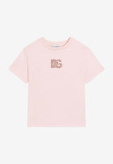 Dolce & Gabbana Kids Girls Embellished DG Logo T-shirt Pink L5JTQU G7P0K F0662