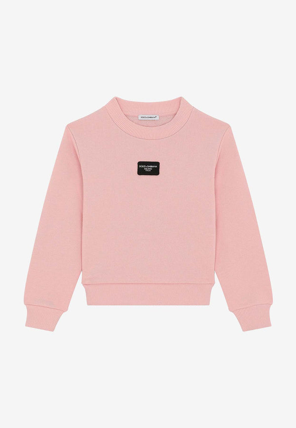 Dolce & Gabbana Kids Girls Logo Plate Sweatshirt L5JWAR G7M4V F0662 Pink