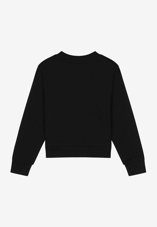 Dolce & Gabbana Kids Girls Logo Plate Sweatshirt L5JWAR G7M4V N0000 Black