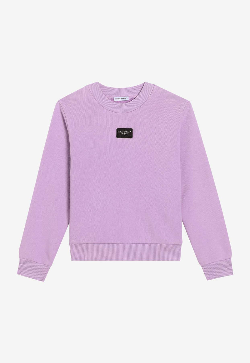 Dolce & Gabbana Kids Girls Logo Tag Crewneck Sweatshirt Lilac L5JWBU G7M4V F3904