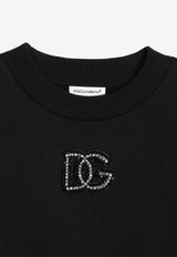 Dolce & Gabbana Kids Girls DG Rhinestones Sweatshirt Black L5JWCU G7PUA N0000