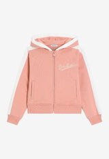Dolce & Gabbana Kids Girls Signature Logo Zip-Up Hoodie Pink L5JWCV G7PWH F0079