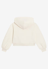 Dolce & Gabbana Kids Girls Embellished DG Logo Zip-Up Hoodie White L5JWCW G7PVI W0001