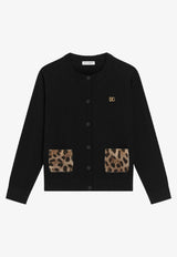 Dolce & Gabbana Kids Girls Wool Buttoned Cardigan Black L5KWN7 JDVGJ N0000