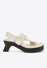 Loewe Ease 70 Oversized Buckle Suede Sandals White L814465X84SUE/O_LOEW-8462