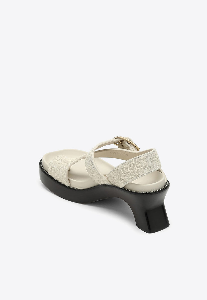 Loewe Ease 70 Oversized Buckle Suede Sandals White L814465X84SUE/O_LOEW-8462