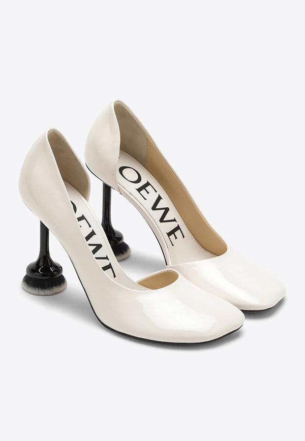 Loewe Toy Brush D'Orsay 100 Nappa Leather Pumps White L814S01XADLE/O_LOEW-4768