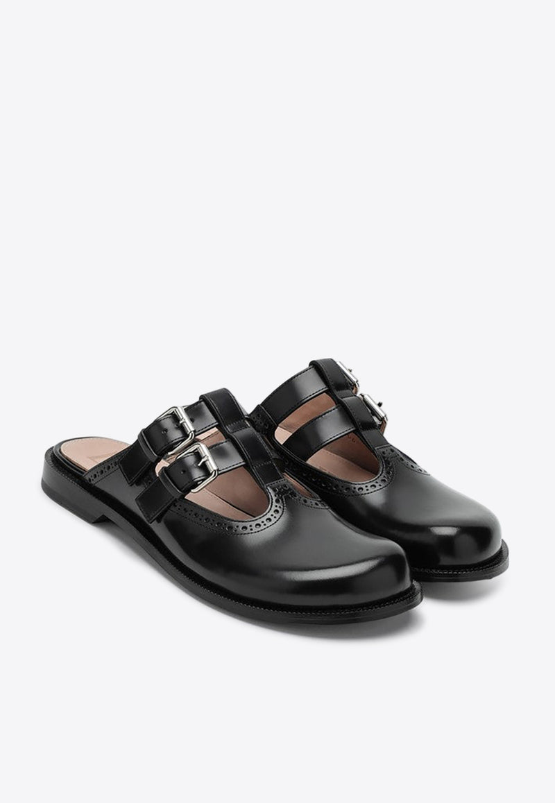 Loewe Campo Mary-Jane Leather Flat Mules Black L815379X83LE/P_LOEW-1100