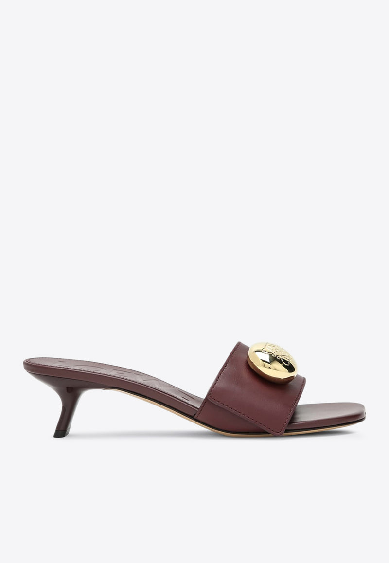 Loewe 45 Pebble Mules in Calf Leather Bordeaux L815465XAZLE/R_LOEW-7110