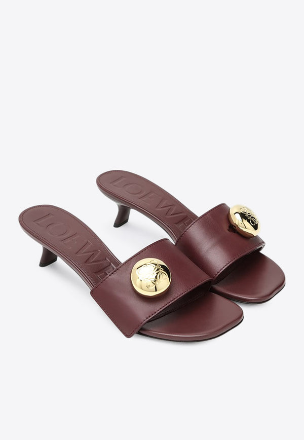 Loewe 45 Pebble Mules in Calf Leather Bordeaux L815465XAZLE/R_LOEW-7110