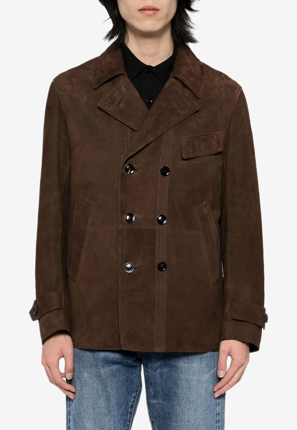 Tom Ford Suede Leather Overcoat LAR004-LMS017S25 KB615 Brown