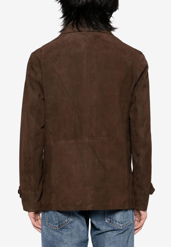 Tom Ford Suede Leather Overcoat LAR004-LMS017S25 KB615 Brown