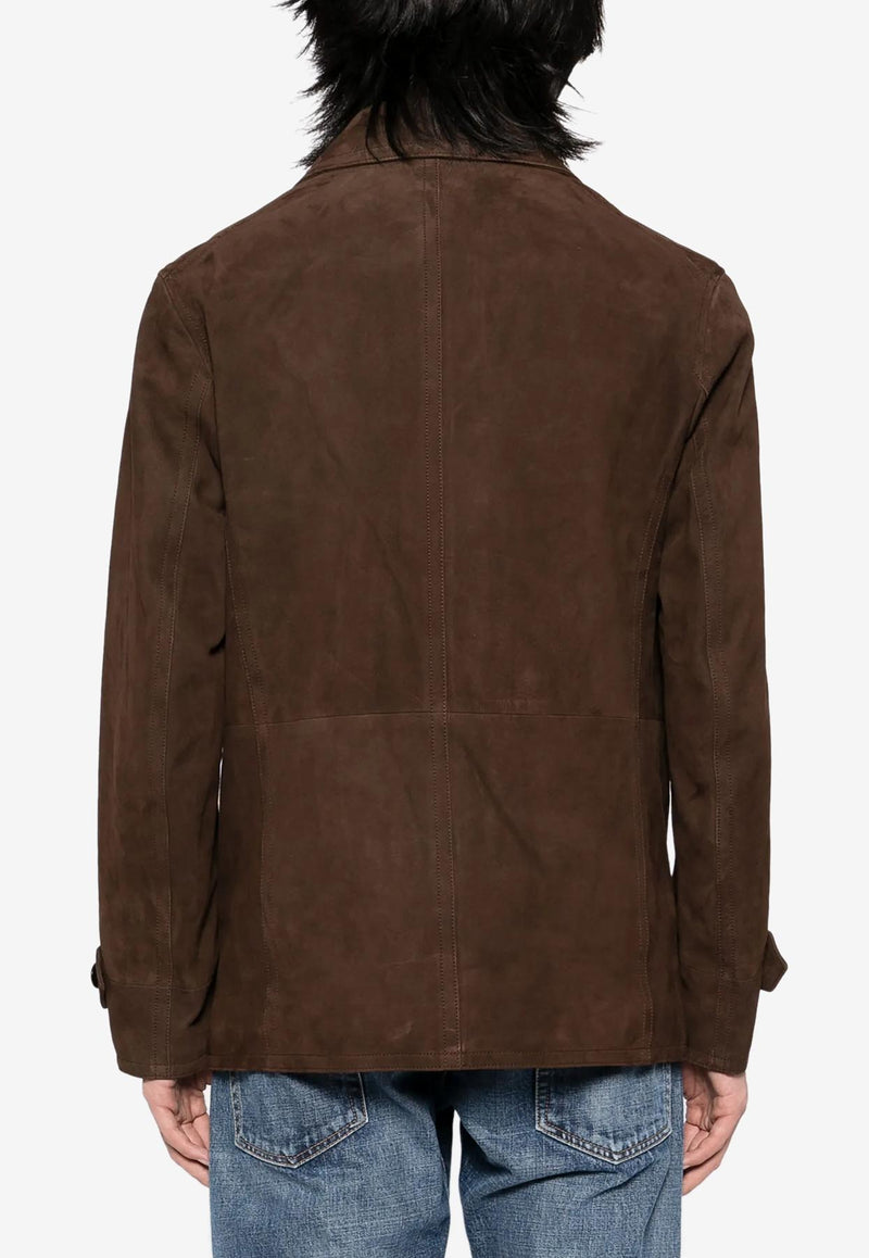 Tom Ford Suede Leather Overcoat LAR004-LMS017S25 KB615 Brown
